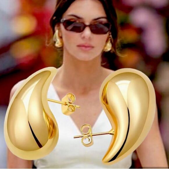 WATER DROP FASHION 18K GOLD PLATED EARRINGS - Picture 2 of 5